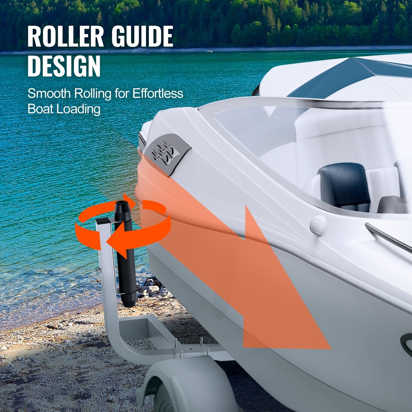 Båttrailerstyrning, 52,1 cm justerbara släpvagnsstyrstänger, 2 st rostfria galvaniserade stålsläpvagnsstyrningar, kraftig rullstyrningsdesign, för skidbåt, fiskebåt eller segelbåtstrailer