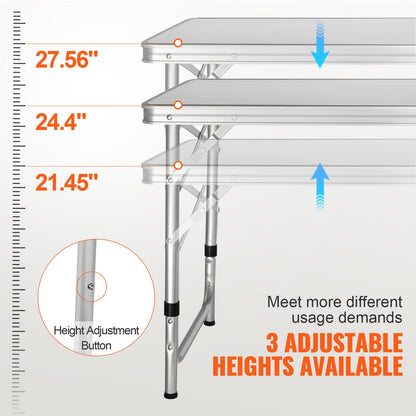 Camping Kitchen Table Folding Portable Cook Station 3 Adjustable Heights