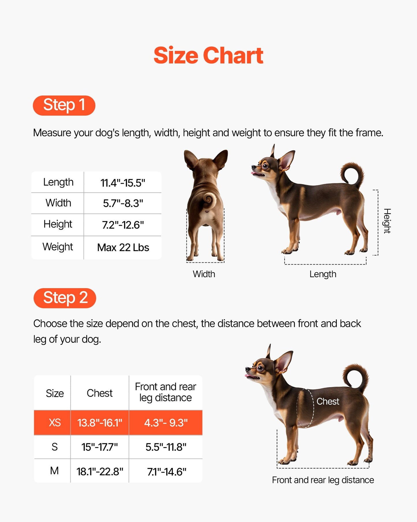 Dog Wheelchair for Back Legs, Adjustable 2 Wheels Pet Wheelchair, Lightweight Dog Cart with Shock-Absorbing Wheels, Mobility Support Wheel Chair for Disabled Injured Dogs up to 10kg , X-Small