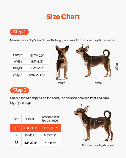 Dog Wheelchair for Back Legs, Adjustable 2 Wheels Pet Wheelchair, Lightweight Dog Cart with Shock-Absorbing Wheels, Mobility Support Wheel Chair for Disabled Injured Dogs up to 10kg , X-Small