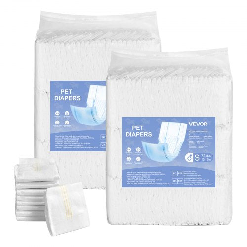 Engångsblöjor för hanhundar, superabsorberande blöjor för hanhundar, 360° läckagesäkra magblöjor med våtindikator för hundar i löp, träning, inkontinens - S, 144 st (2 förpackningar med 72)