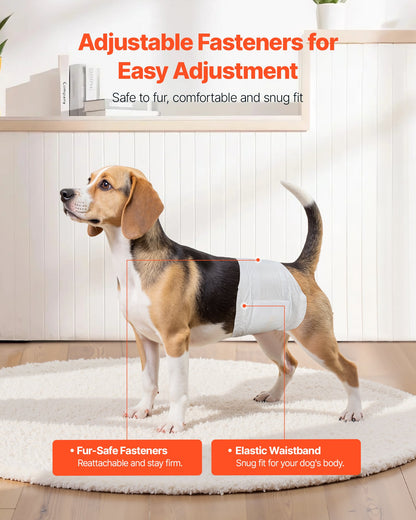 Engångsblöjor för hanhundar, superabsorberande blöjor för hanhundar, 360° läckagesäkra magblöjor med våtindikator för hundar i löp, träning, inkontinens - S, 144 st (2 förpackningar med 72)