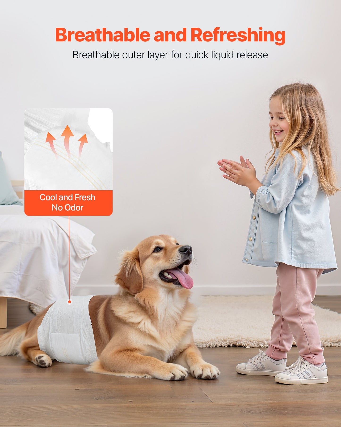 Engångsblöjor för hanhundar, superabsorberande blöjor för hanhundar, 360° läckagesäkra magblöjor med våtindikator för hundar i löp, träning, inkontinens - M, 144 st (2 förpackningar med 72)