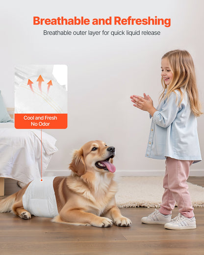 Engångsblöjor för hanhundar, superabsorberande blöjor för hanhundar, 360° läckagesäkra magblöjor med våtindikator för hundar i löp, träning, inkontinens - M, 144 st (2 förpackningar med 72)