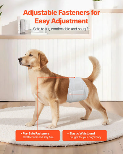 Engångsblöjor för hanhundar, superabsorberande blöjor för hanhundar, 360° läckagesäkra magblöjor med våtindikator för hundar i löp, träning, inkontinens - M, 144 st (2 förpackningar med 72)