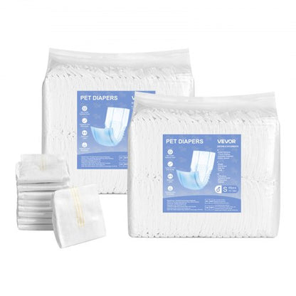 Engångsblöjor för hanhundar, superabsorberande blöjor för hanhundar, 360° läckagesäkra magblöjor med våtindikator för hundar i löp, träning, inkontinens - S, 96 st (2 förpackningar med 48)