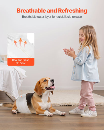 Engångsblöjor för hanhundar, superabsorberande blöjor för hanhundar, 360° läckagesäkra magblöjor med våtindikator för hundar i löp, träning, inkontinens - S, 96 st (2 förpackningar med 48)