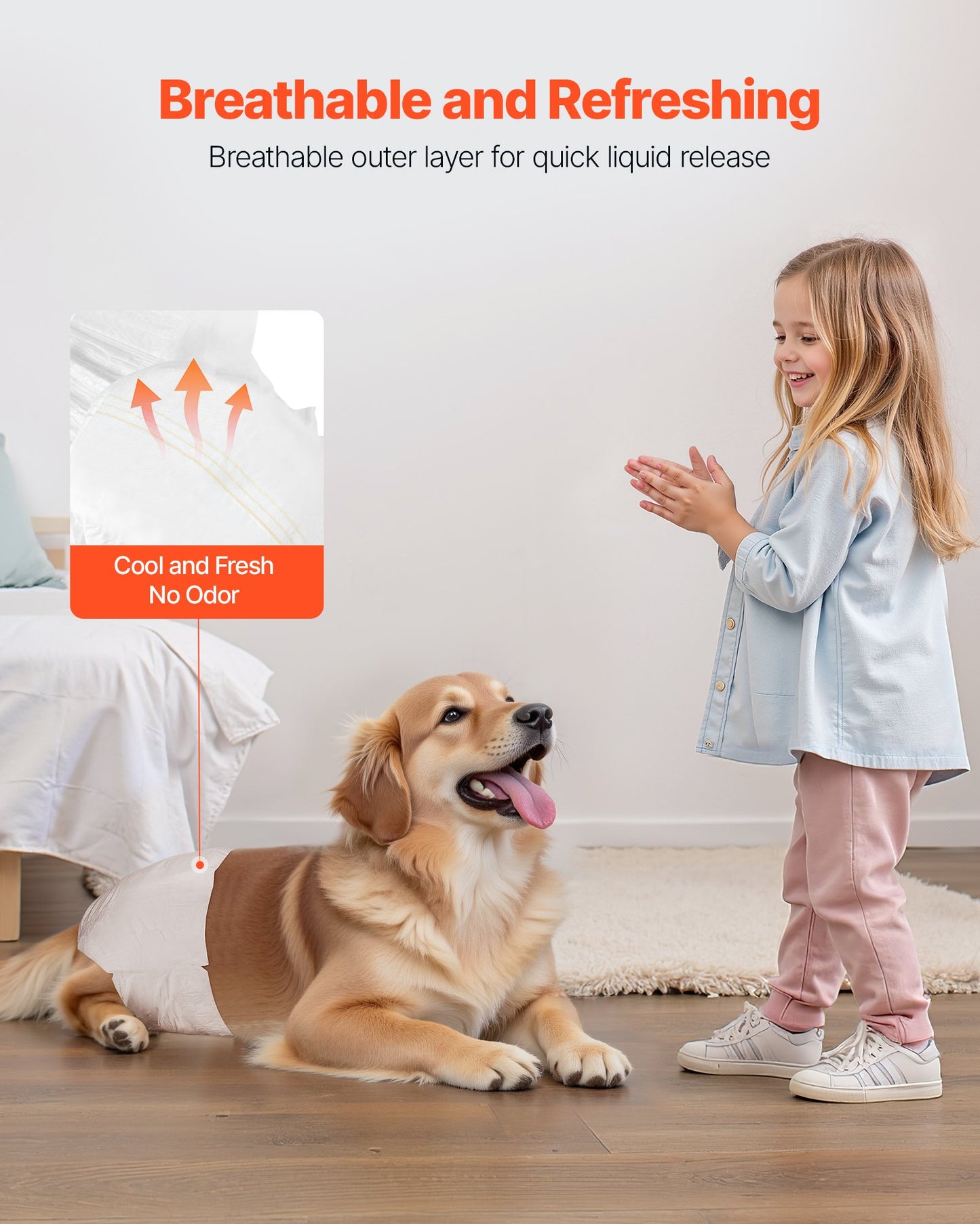 Engångsblöjor för hundar, superabsorberande blöjor för tikhundar, 360° läckagesäker blöja för tikhundar med våtindikator för löpperioder, träning, inkontinens - M, 96 st (2 förpackningar med 48)