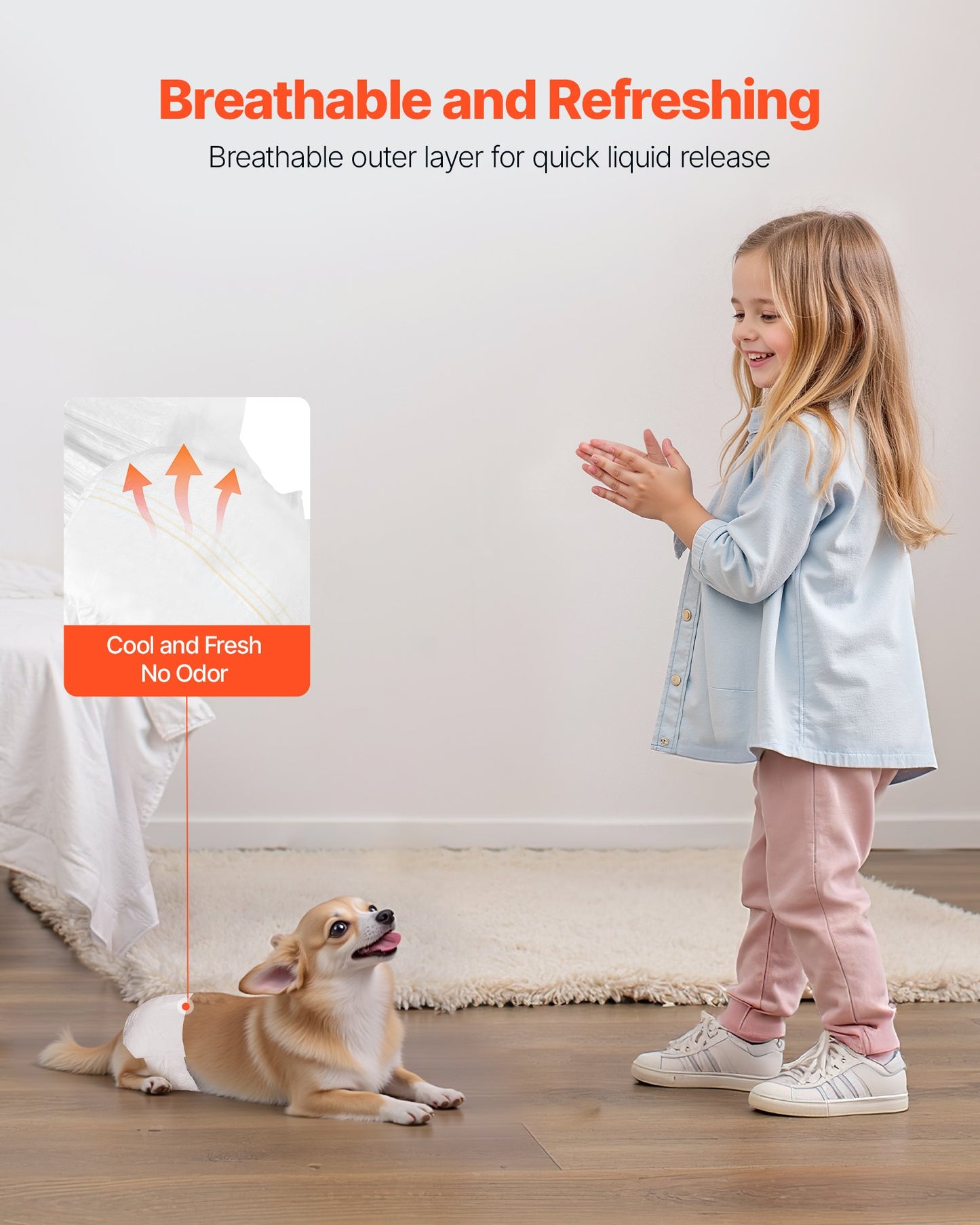 Engångsblöjor för hundar, superabsorberande blöjor för tikhundar, 360° läckagesäker blöja för tikhundar med våtindikator för löpperioder, träning, inkontinens - XS, 96 st (2 förpackningar med 48)