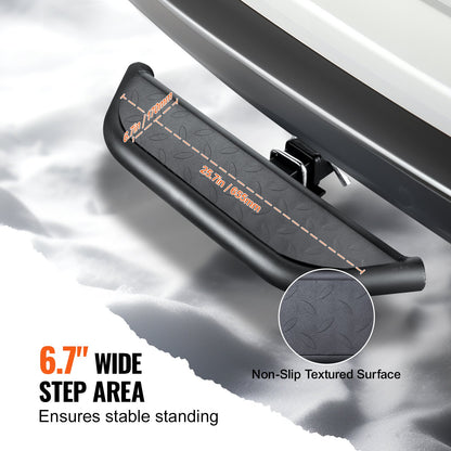 Dragkrok för 5 cm fäste, stark stålkonstruktion med 165 kg lastkapacitet, bakre stötfångarskydd med låsstift och stabilisator, universell passform för lastbil, SUV, pickup, släpvagn