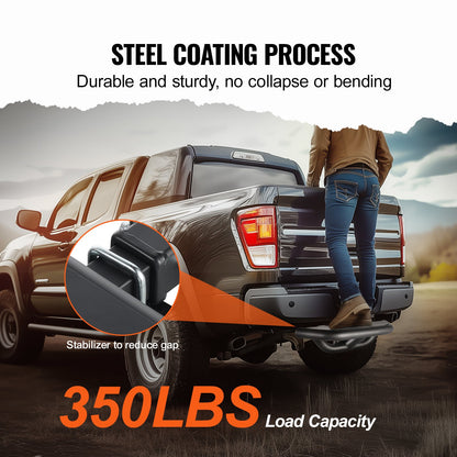 Dragkrok för 5 cm fäste, stark stålkonstruktion med 165 kg lastkapacitet, bakre stötfångarskydd med låsstift och stabilisator, universell passform för lastbil, SUV, pickup, släpvagn