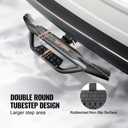 Dragkrok för 5 cm fäste, stark stålkonstruktion med 165 kg lastkapacitet, bakre stötfångarskydd med låsstift, universell passform för lastbil, SUV, pickup, släpvagn