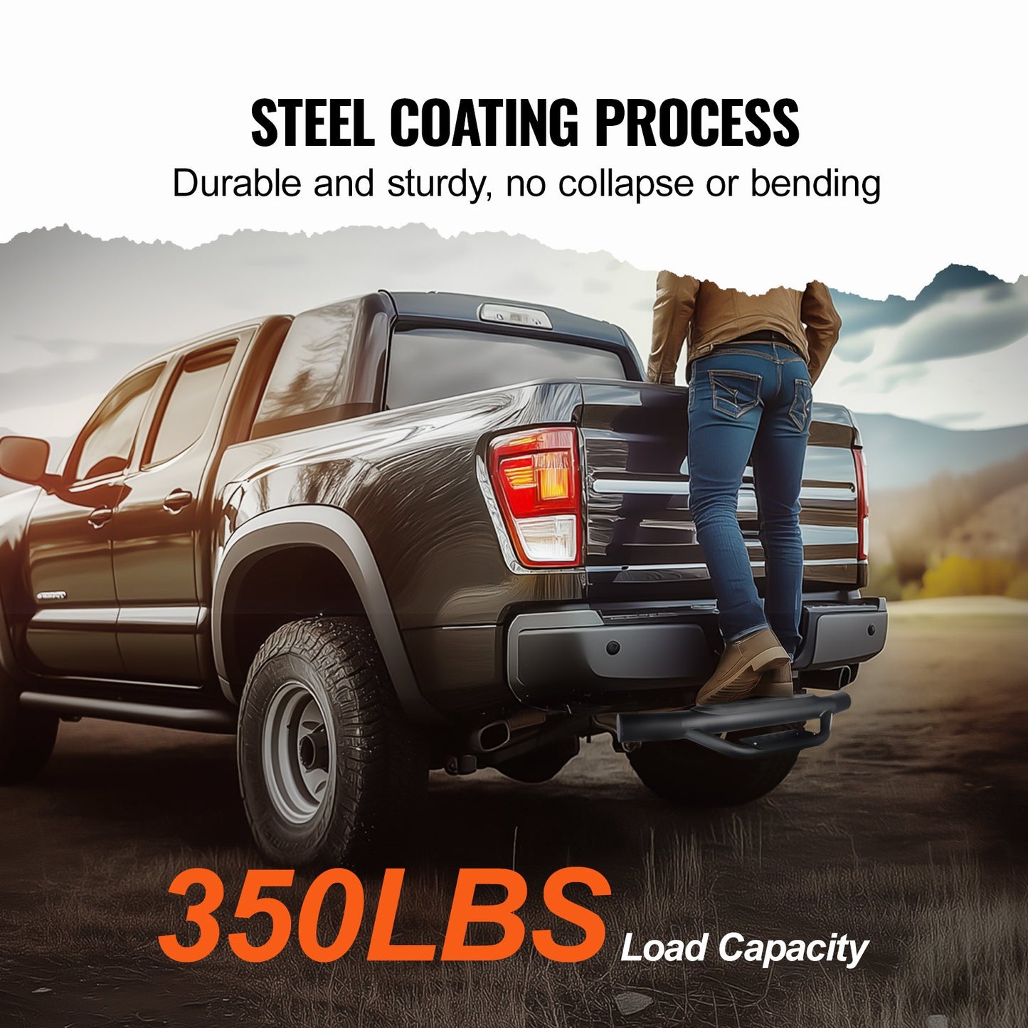 Dragkrok för 5 cm fäste, stark stålkonstruktion med 165 kg lastkapacitet, bakre stötfångarskydd med låsstift, universell passform för lastbil, SUV, pickup, släpvagn