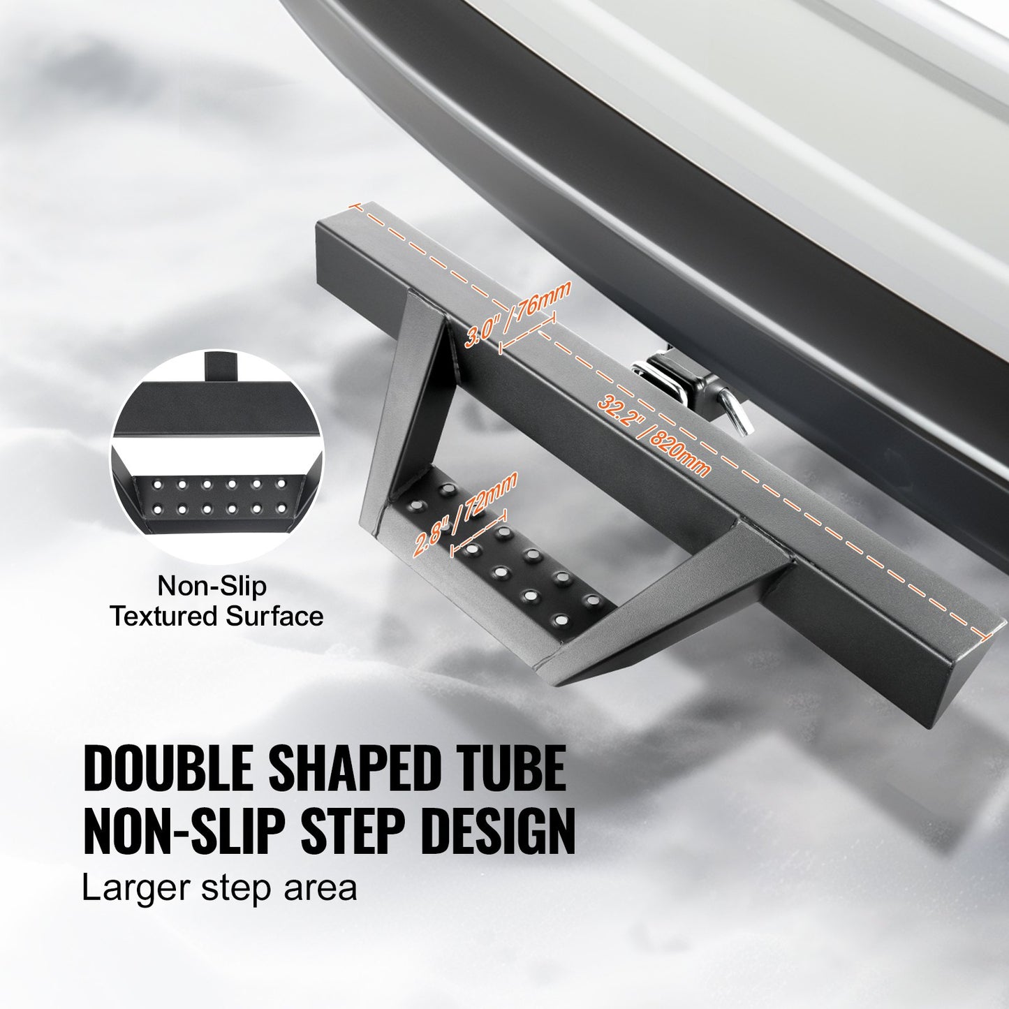 Dragkrok för 5 cm fäste, stark stålkonstruktion med 136 kg lastkapacitet, bakre stötfångarskydd med låsstift och stabilisator, universell passform för lastbil, SUV, pickup, släpvagn