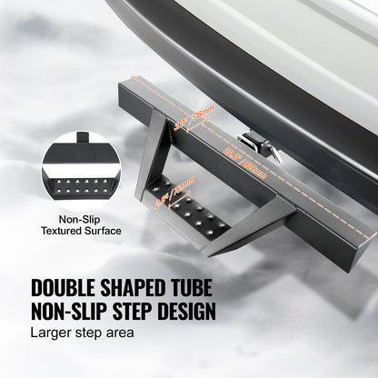 Dragkrok för 5 cm fäste, stark stålkonstruktion med 136 kg lastkapacitet, bakre stötfångarskydd med låsstift och stabilisator, universell passform för lastbil, SUV, pickup, släpvagn