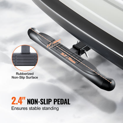 Dragkrok för 5 cm fäste, stark stålkonstruktion med 165 kg lastkapacitet, bakre stötfångarskydd med låsstift, universell passform för lastbil, SUV, pickup, släpvagn