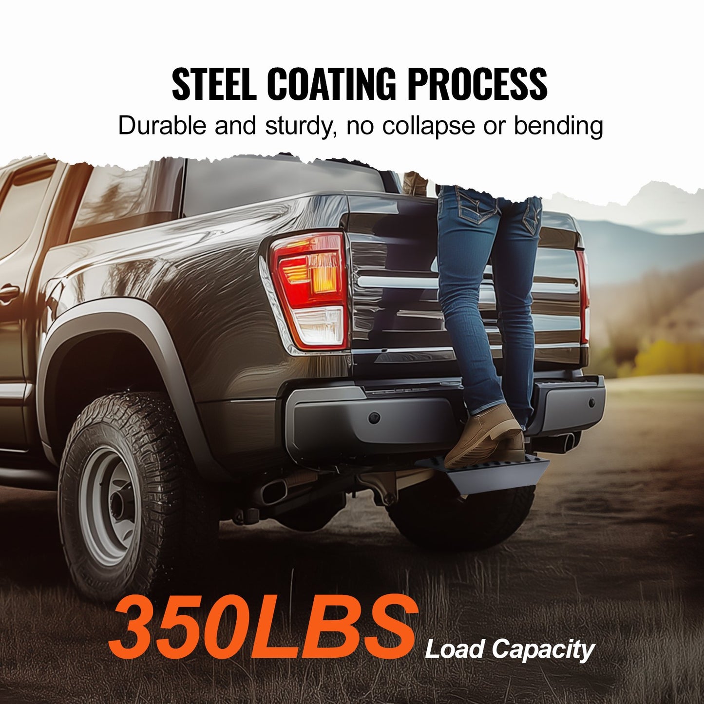 Dragkrok för 5 cm fäste, stark stålkonstruktion med 165 kg lastkapacitet, bakre stötfångarskydd med låsstift, universell passform för lastbil, SUV, pickup, släpvagn