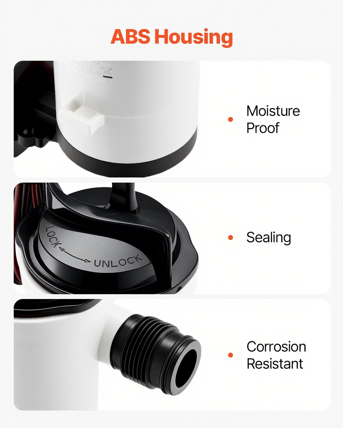 Djurbrunnspump för båt, 12V 50 L/min (800 GPH) Djurbrunnsluftare med avtagbar motor, 90-graders betesbrunnspumpar för båtar, korrosionsbeständig dränkbar luftare, för sötvatten och saltvatten