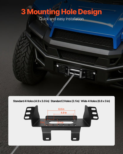 Vinschfäste, vinschkapacitet 907–1633 kg, vinschfäste för dragkrok för utvalda Polaris Ranger-modeller (2010–2021), design med 3 monteringshål, pulverlackerat stål, lämplig för räddning på leriga vägar