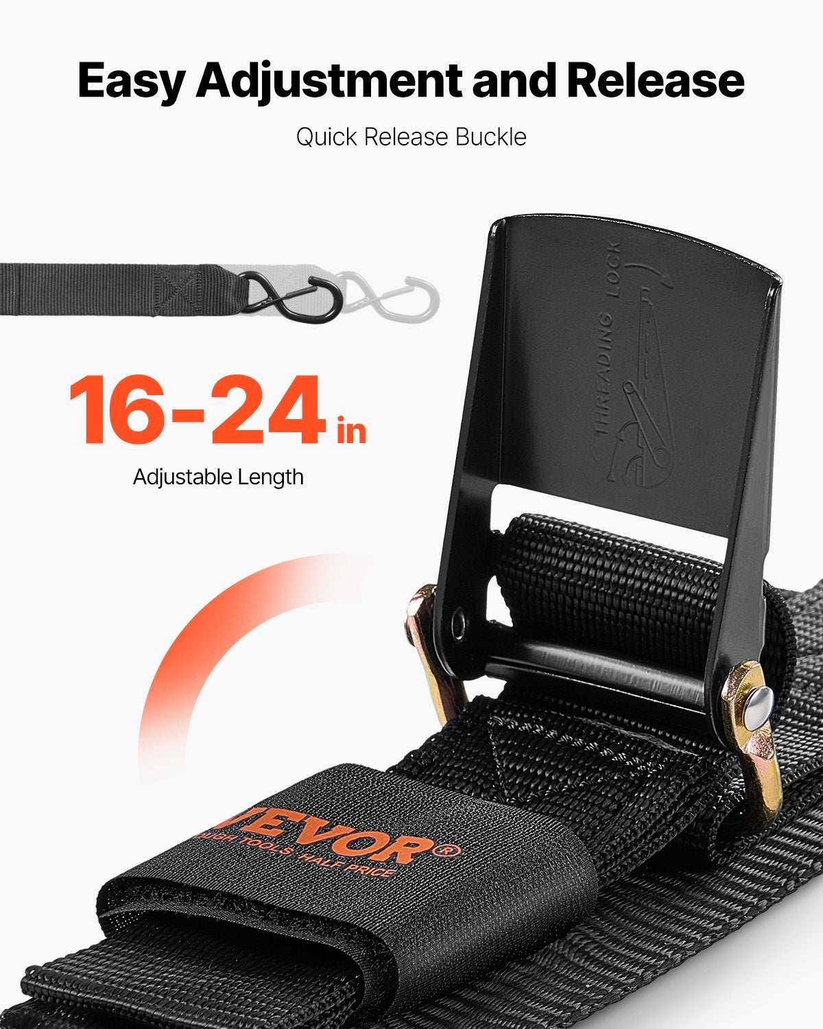 Infällbara spärrremmar, 2 tum x 2 fot spärrremmar med säkerhetslås S-krokar, 2-pack kraftiga spärrremmar med 1500 lbs brottstyrka, för släpvagnar, fordon, båt