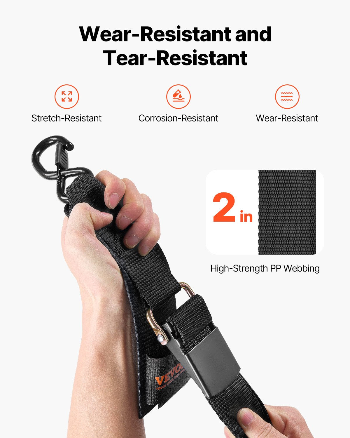 Infällbara spärrremmar, 2 tum x 4 fot spärrremmar med säkerhetslås S-krokar, 2-pack kraftiga spärrremmar med 1500 lbs brottstyrka, för släpvagnar, fordon, båt