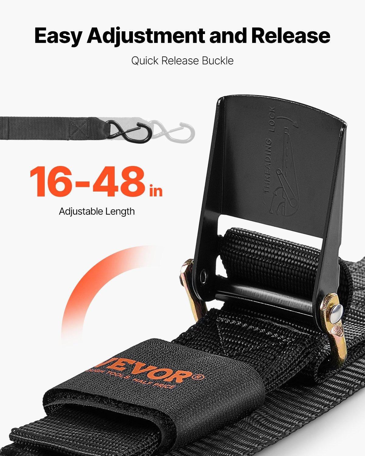 Infällbara spärrremmar, 2 tum x 4 fot spärrremmar med säkerhetslås S-krokar, 2-pack kraftiga spärrremmar med 1500 lbs brottstyrka, för släpvagnar, fordon, båt