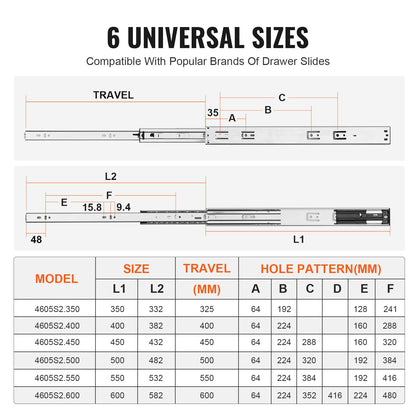 10 Pairs of 508mm Drawer Slides Side Mount Rails, Heavy Duty Full Extension Steel Track, Soft-Close Noiseless Guide Glides Cabinet Kitchen Runners with Ball Bearing, 100 Lbs Load Capacity