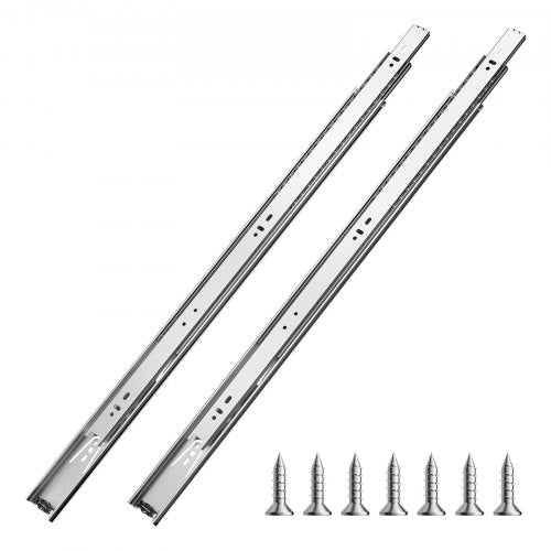 Lådskenor, 24 tum, 10 par fullutdragbara kullagerskenor för skåp, 100 LB lastkapacitet kraftiga sidomonterade lådskenor, lådskena för kök gör-det-själv-byte