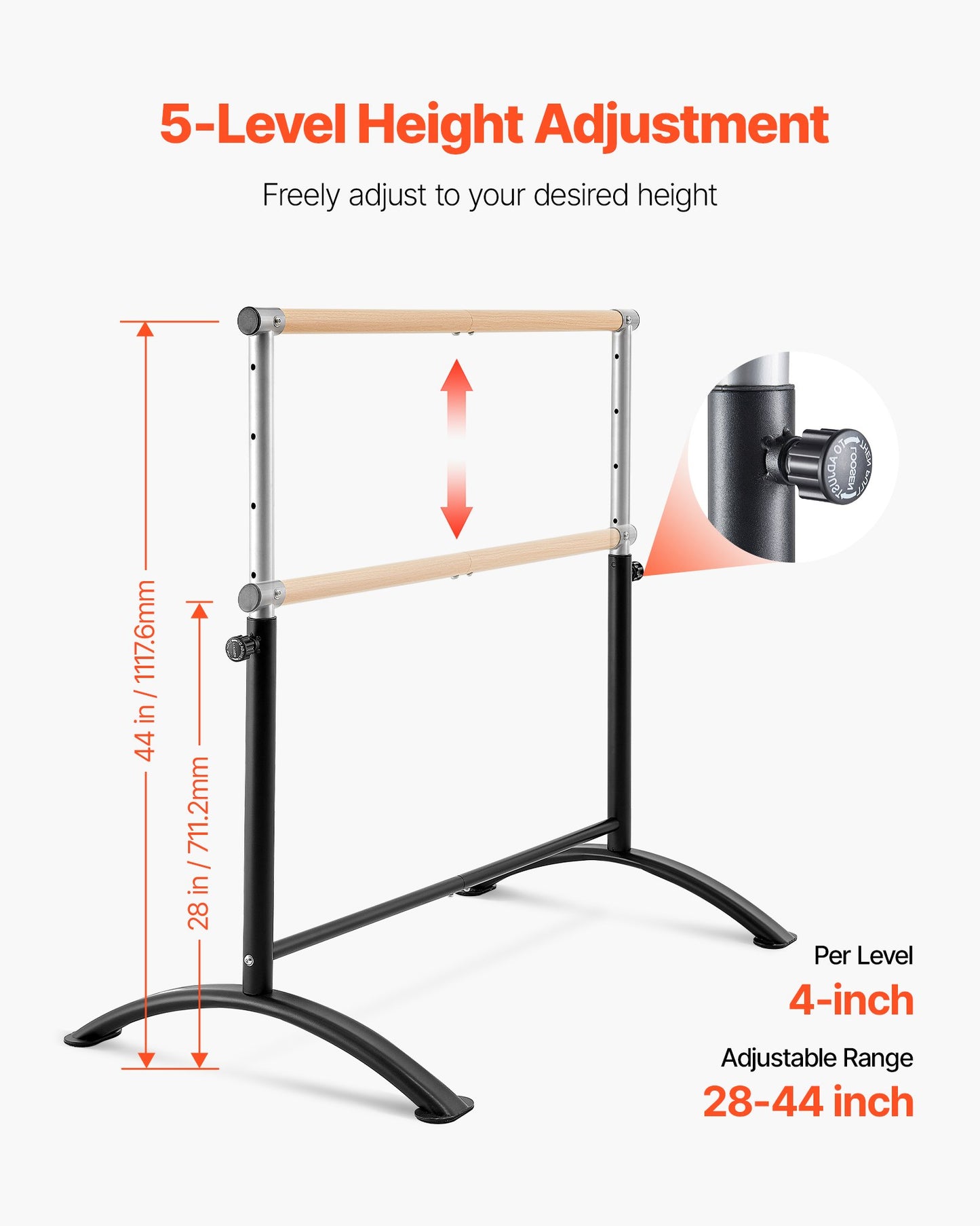 Ballet Barre, Barre Bar for Home, Freestanding Portable Ballet Stretching Dance Bars, Height Adjustable Anti-Wobble Fitness Gym Studio Equipment, for Pilates Balance Workout