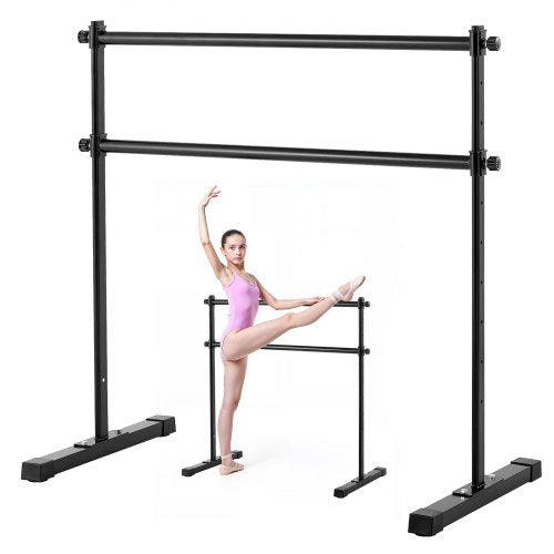 Balettstång, dubbelstång för hemmabruk, fristående bärbara balettsträcknings- och dansstänger, höjdjusterbar anti-wobble-utrustning för fitnessstudio, för pilatesbalansträning