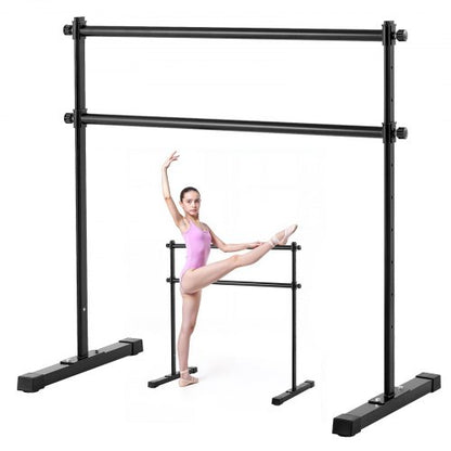 Balettstång, dubbelstång för hemmabruk, fristående bärbara balettsträcknings- och dansstänger, höjdjusterbar anti-wobble-utrustning för fitnessstudio, för pilatesbalansträning