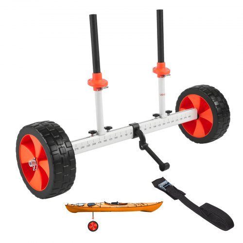 Kajakvagn, 104 kg lastkapacitet, kanotvagn med 25,4 cm massiva PU-däck och stöd, monteras och demonteras inom några sekunder, paddelbrädevagn för kajaker, kanoter, paddelbrädor