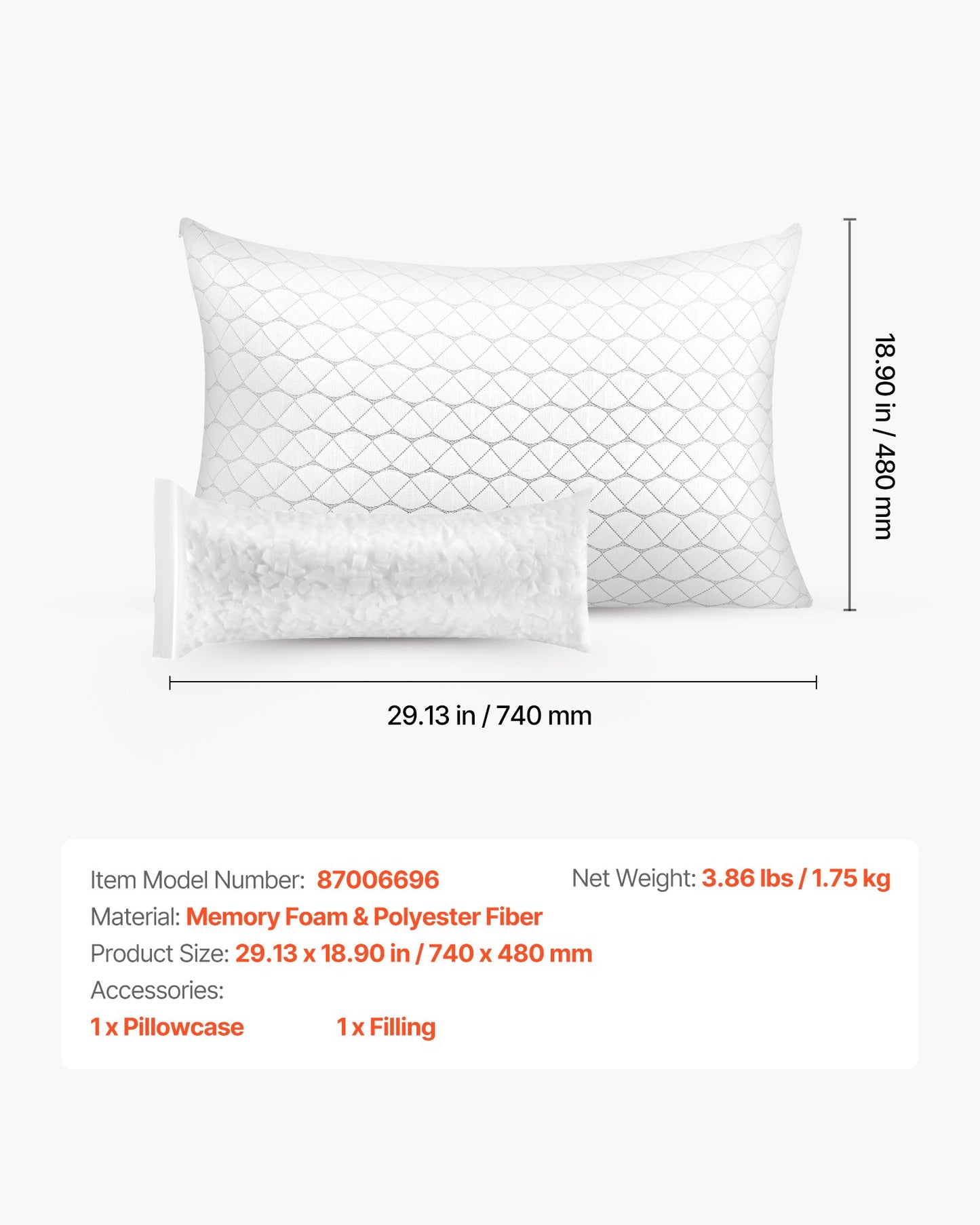 Kudde för att sova, lyxig hotellkudde i queen size-storlek med memoryskumfyllning, stödjande och justerbar, inkluderar örngott i naturfiber, sängkläder för rygg-, mag- och sidosovere