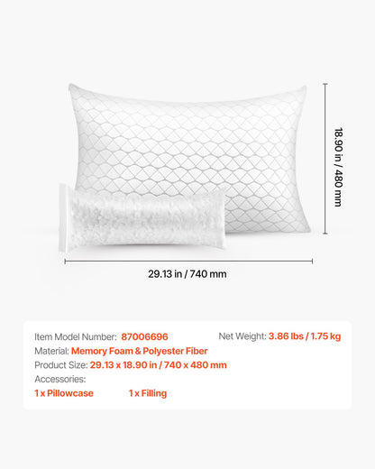 Kudde för att sova, lyxig hotellkudde i queen size-storlek med memoryskumfyllning, stödjande och justerbar, inkluderar örngott i naturfiber, sängkläder för rygg-, mag- och sidosovere