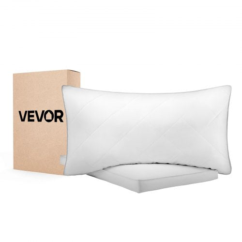 Sängkuddar för att sova, set om 2, queen size lyxiga kvalitetshotellkuddar med original dunfyllning, stödjande och fluffiga, sängkläder för rygg-, mag- och sidosovere, vit