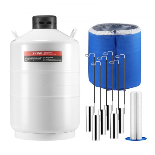 Flytande kvävebehållare, 20 l behållare för flytande kväve i aluminiumlegering, LN2-tank Dewar med 6 behållare och bärväska med remmar, kryogen tank för skönhetsindustrin, spermakonservering, vetenskaplig