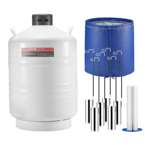 Flytande kvävebehållare, 30 l behållare för flytande kväve i aluminiumlegering, LN2-tank Dewar med 6 behållare och bärväska med remmar, kryogen tank för skönhetsindustrin, spermakonservering, vetenskaplig