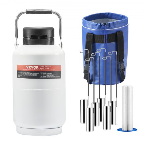 Flytande kvävebehållare, 3 l behållare för flytande kväve i aluminiumlegering, LN2-tank Dewar med 6 behållare och bärväska med remmar, kryogen tank för skönhetsindustrin, spermakonservering, vetenskaplig