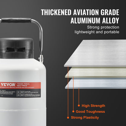 Flytande kvävebehållare, 3 l behållare för flytande kväve i aluminiumlegering, LN2-tank Dewar med 6 behållare och bärväska med remmar, kryogen tank för skönhetsindustrin, spermakonservering, vetenskaplig