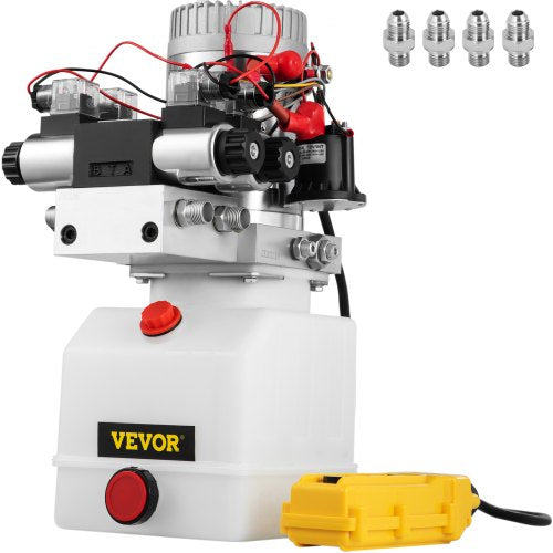 Hydraulpump Dubbelverkande hydraulaggregat Dubbelsolenoid hydraulaggregat 12V DC hydraulpump med 4,5 liters behållare för tippvagnslyft