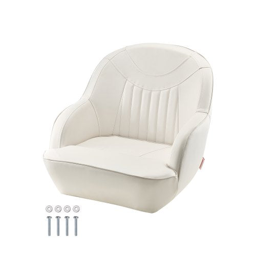 Båtsits, lågt ryggstöd, båtsits kaptenssits med förtjockad svampdyna och vattentätt PVC-läder, ergonomisk design, lämplig för fiskebåtar, yachter, fartyg, vit
