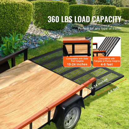TrailTailgate eller lyfthjälp, max 80 kg lastkapacitet, kompatibel med öppen släpvagns baklucka och ramp, med sidoräcke på 25 till 60 cm höjd och baklucka eller ramp på 1,2 till 1,8 meter höjd
