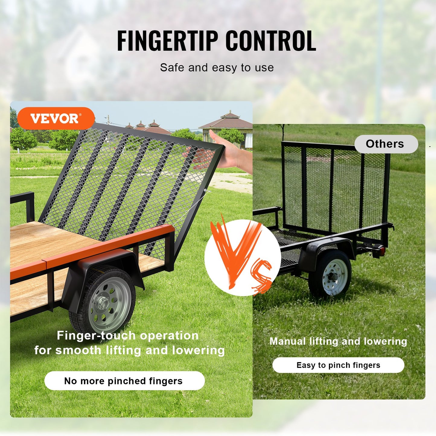 TrailTailgate eller lyfthjälp, max 80 kg lastkapacitet, kompatibel med öppen släpvagns baklucka och ramp, med sidoräcke på 25 till 60 cm höjd och baklucka eller ramp på 1,2 till 1,8 meter höjd