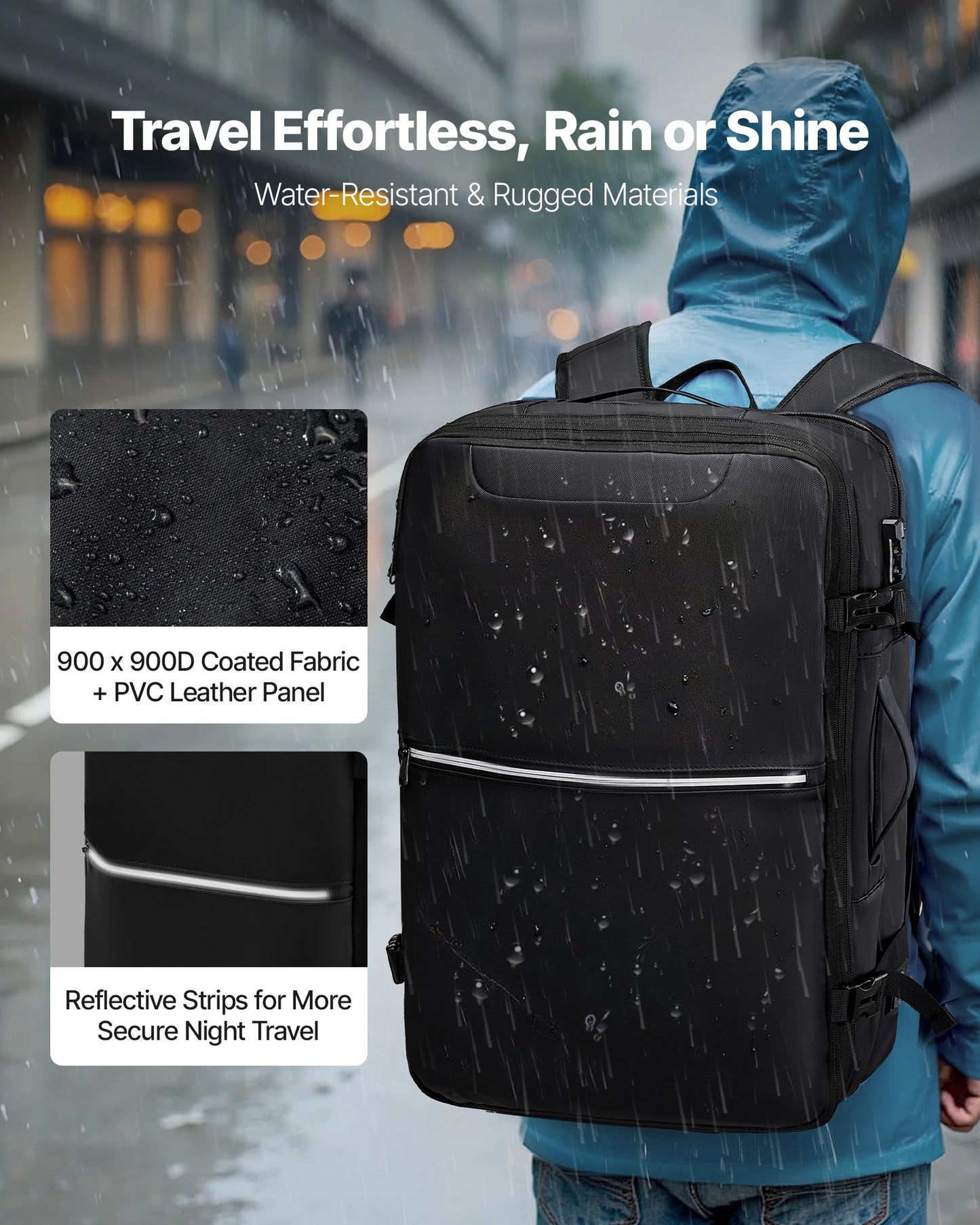 Vacuum Travel Backpack, 80L, Expandable Vacuum Seal Compression Travel Backpack with Pump, with TSA-Approved Lock, Airback Vacpack, Water-Resistant Carry-On Suitcase Luggage, for Business, Black