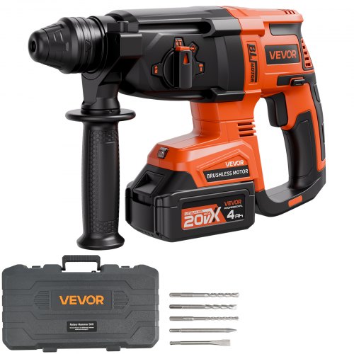 20V borstlös sladdlös slagborrmaskin, litiumjon 1-tums borrhammare, SDS-Plus elektriskt lättviktsverktygssats med batteri och laddare, 4 funktioner, 1200 varv/min, 5300 slag/min