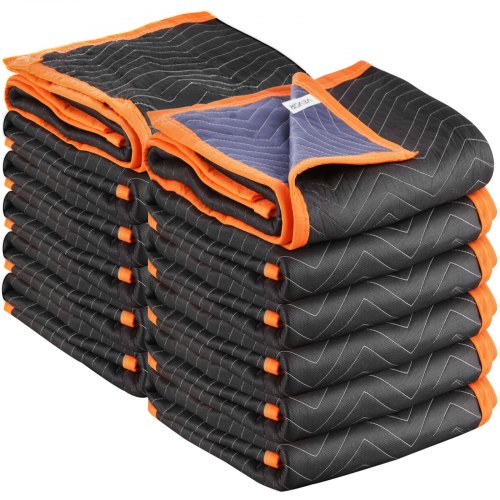 Flyttfiltar 12 st, 1829 x 1016 mm (14,5 kg/dz) Stora packfiltar med bomullsfyllning, kraftig non-woven vadderad flyttfilt för frakt, inslagning, skydd av möbler