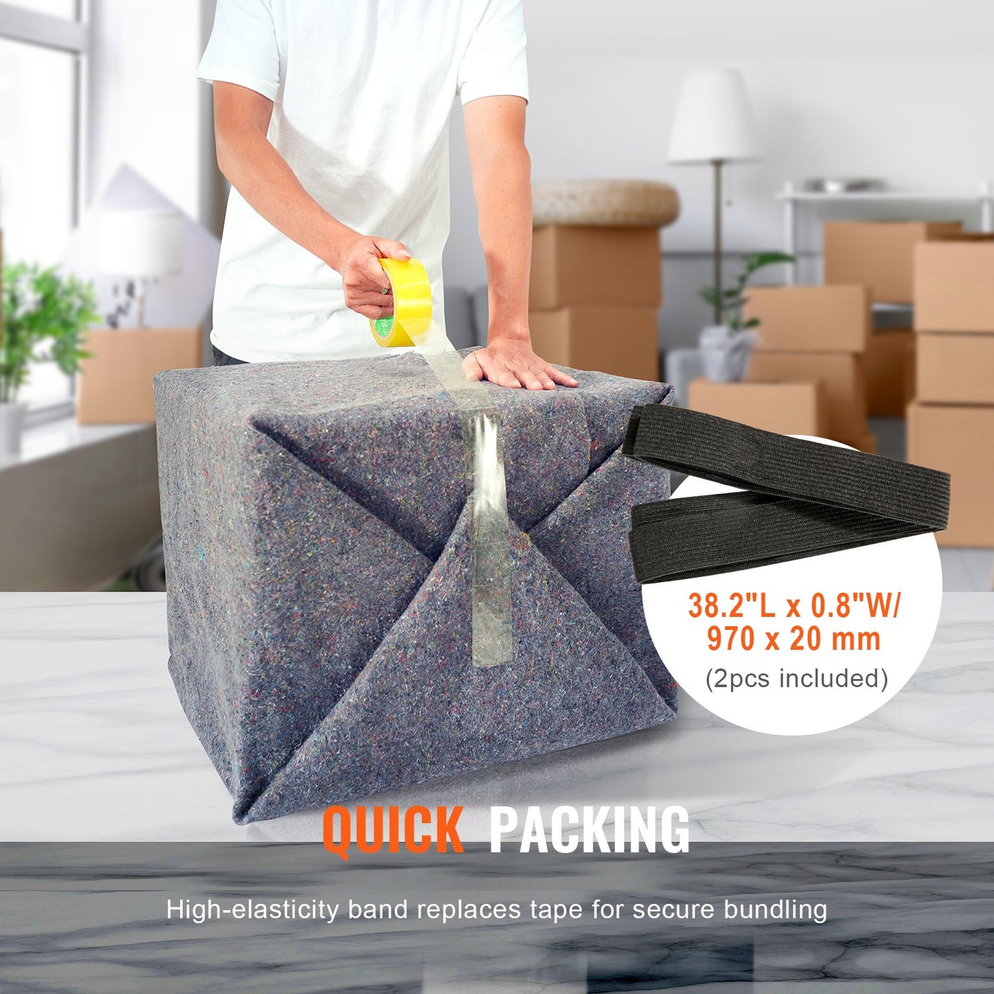 Flyttfiltar, 182,9 x 137,2 cm, 9,5 kg/dz vikt, 24 förpackningar, professionell packfilt i återvunnen bomull, stora kraftiga flyttmattor perfekta för att skydda möbler, golv, vitvaror