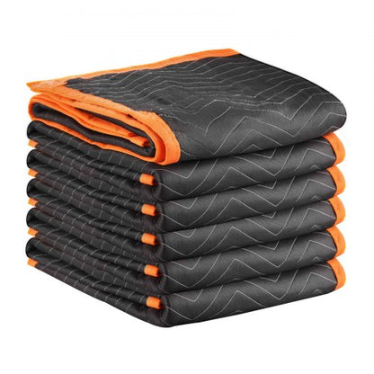 Flyttfiltar 6 st, 2032 x 1829 mm (15,9 kg/dz) Stora packfiltar med bomullsfyllning, kraftig non-woven vadderad flyttfilt för frakt, inslagning, skydd av möbler