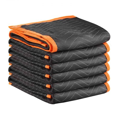 Moving Blankets 6 Pcs, 2032 x 1829 mm (15.9 kg/dz) Large Packing Blankets with Cotton Filling, Heavy Duty Nonwoven Fabric Padded Moving Blanket for Shipping, Wrapping, Protecting Furniture