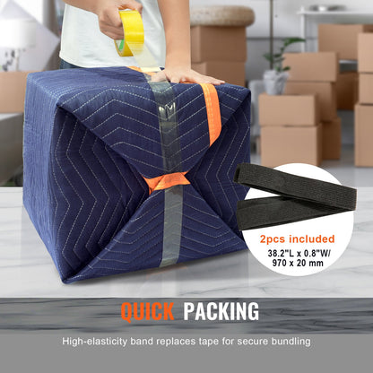 Flyttfiltar, 203,2 x 182,9 cm, 15,9 kg/dz vikt, 12-pack, professionell packfilt av non-woven och återvunnen bomull, kraftiga flyttkuddar för att skydda möbler, golv, vitvaror, blå/orange